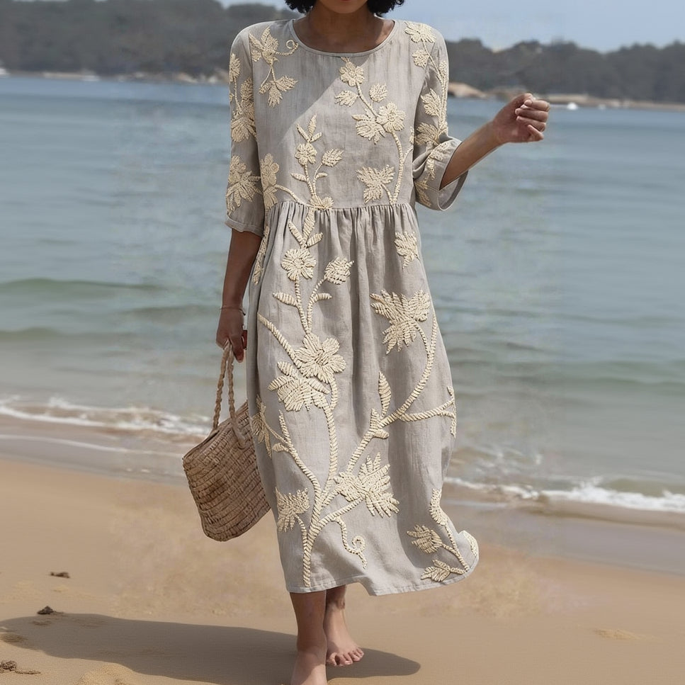 Serena | Vestido Bordado Mediterráneo