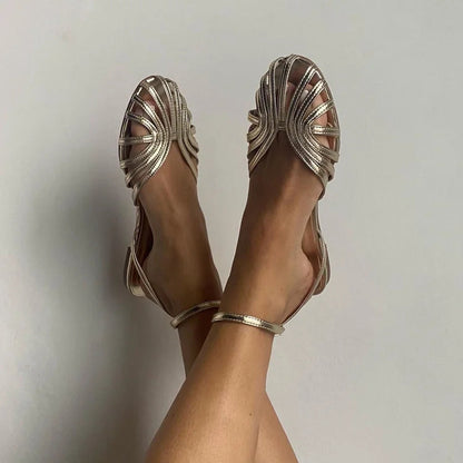 Joyela™ | Sandalias Doradas con Tira al Tobillo