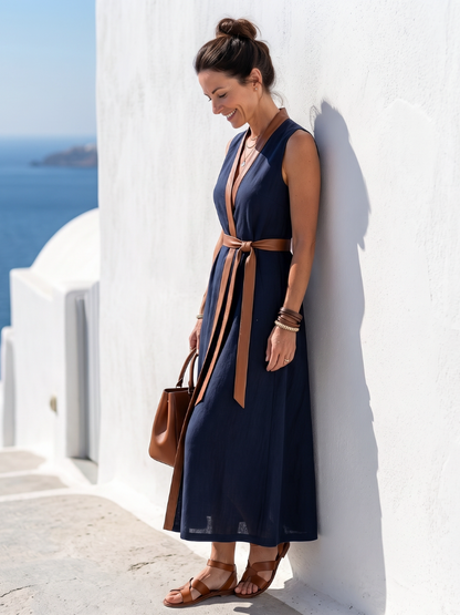 Myra | Vestido Midi de Línea A en Contraste