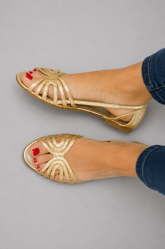 Solea™ | Sandalias Doradas Elegantes Punta Abierta