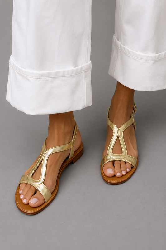 Doralia™ | Sandalias Doradas Slingback Casuales