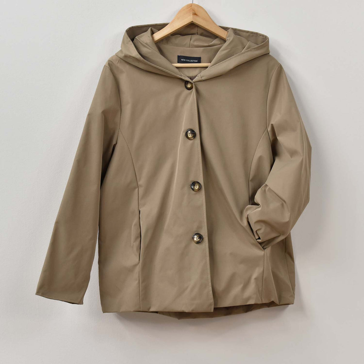 Chaqueta capucha beige