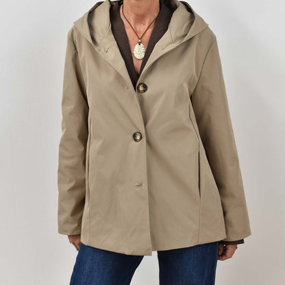 Chaqueta capucha beige