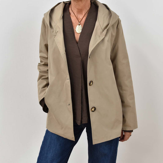 Chaqueta capucha beige