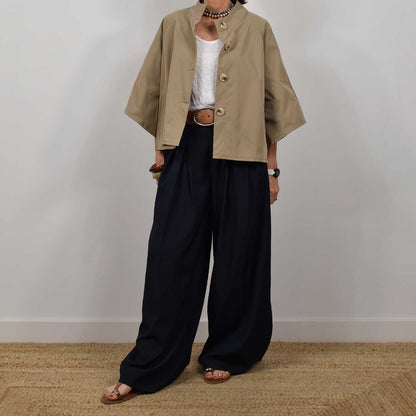 Trench manga francesa camel