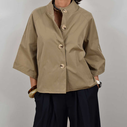 Trench manga francesa camel