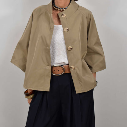 Trench manga francesa camel