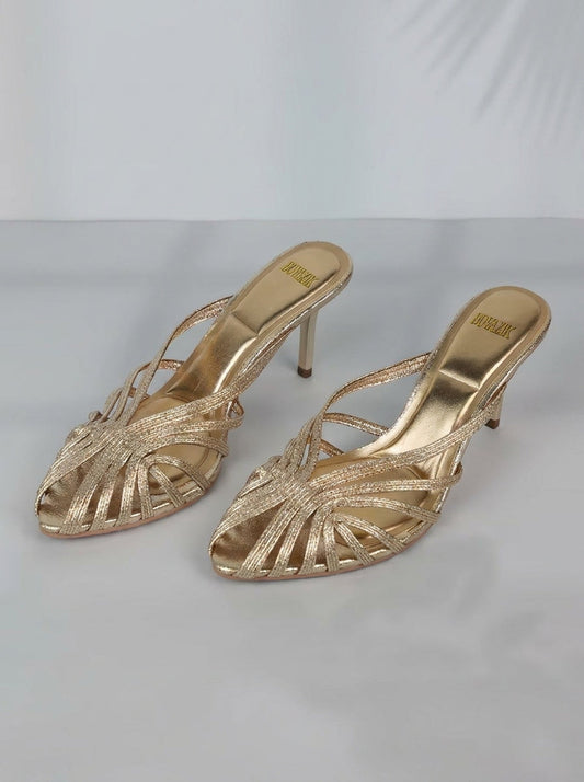 Aurabela™ | Sandalias con Tacón y Tiras Doradas