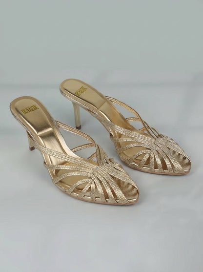 Aurabela™ | Sandalias con Tacón y Tiras Doradas