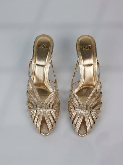 Aurabela™ | Sandalias con Tacón y Tiras Doradas