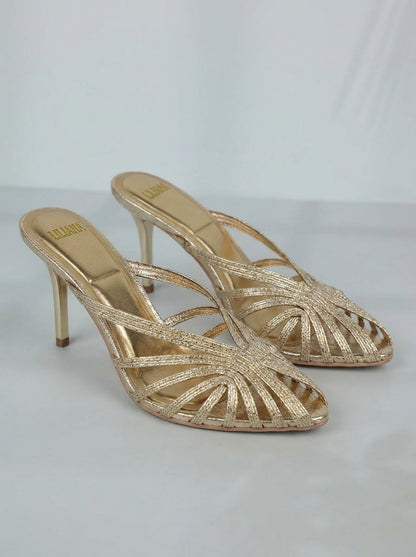Aurabela™ | Sandalias con Tacón y Tiras Doradas