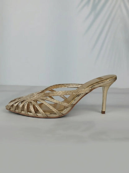 Aurabela™ | Sandalias con Tacón y Tiras Doradas