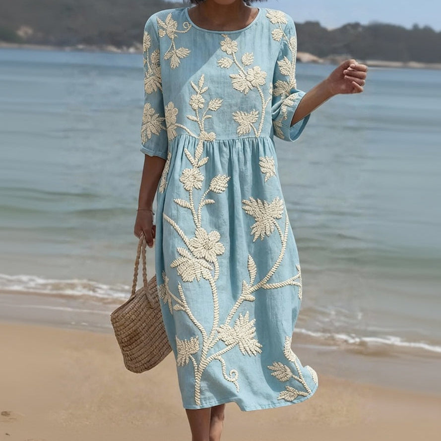 Serena | Vestido Bordado Mediterráneo