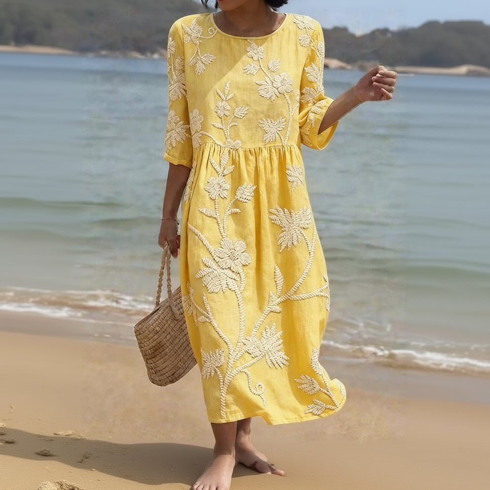 Serena | Vestido Bordado Mediterráneo